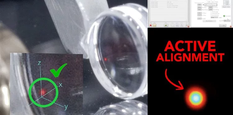 Active lens alignment on our photonics test bench