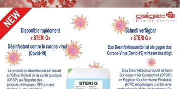 "Steri-G" Désinfectant contre le Corona virus (Covid-19) – Geiger SA